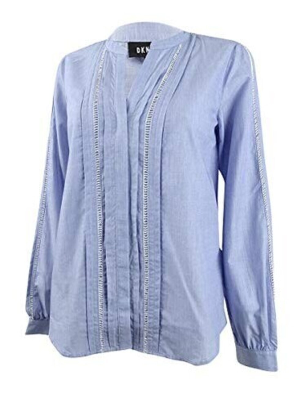 DKNY Womens Pleated Ladder-Trim Shirt Size S